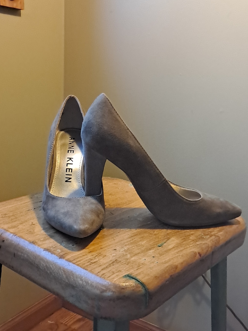 Anne Klein Neutral Taupe Suede Pointed-Toe Pumps